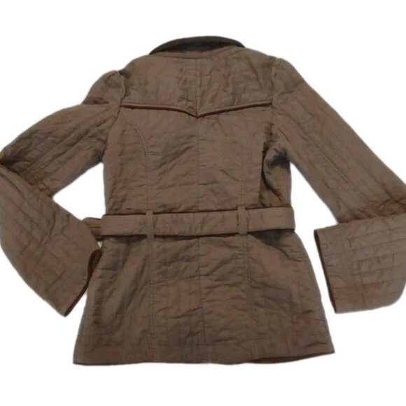 Tulle Women Belted Textured Vintage Design Jacket Brown Size M/L 90s - Picture 5 of 14